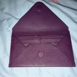 Otto Angelino Pebbled Envelope Card Wallet in Plum